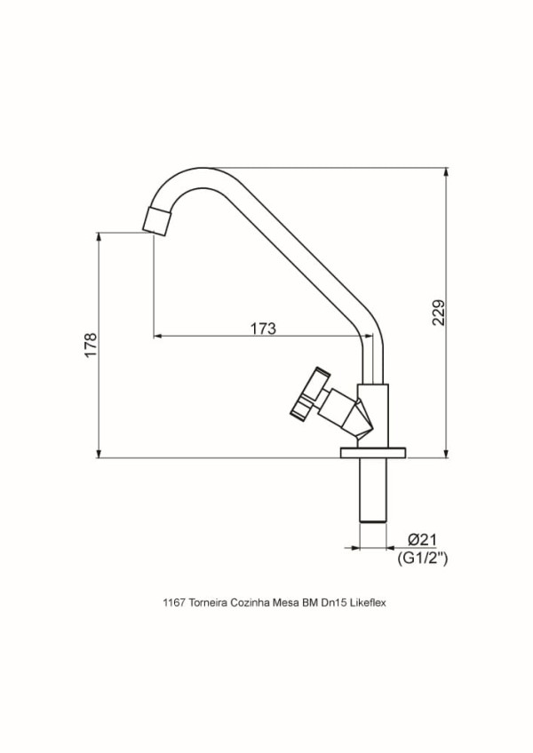 Encontraproduto.com.br - Torneira cozinha mesa Likeflex 1167 C29 CR - 10747610 - Perflex