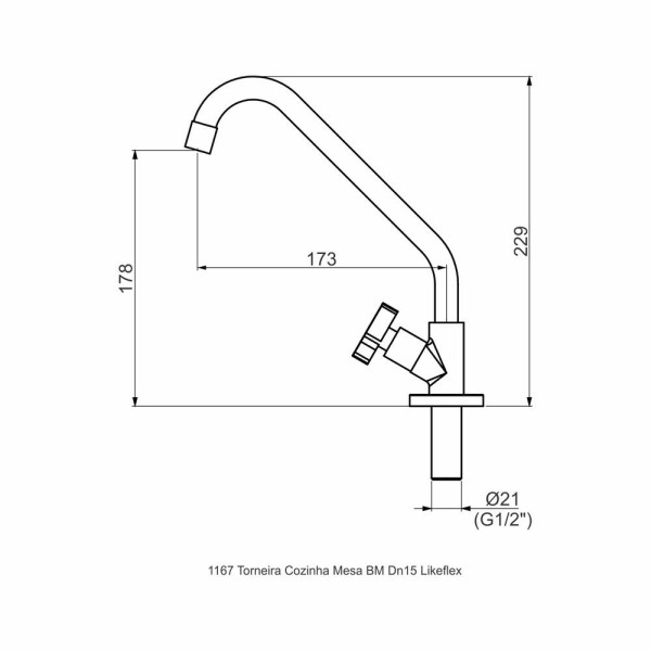 Encontraproduto.com.br - Torneira cozinha mesa Likeflex 1167 C29 CR - 10747610 - Perflex