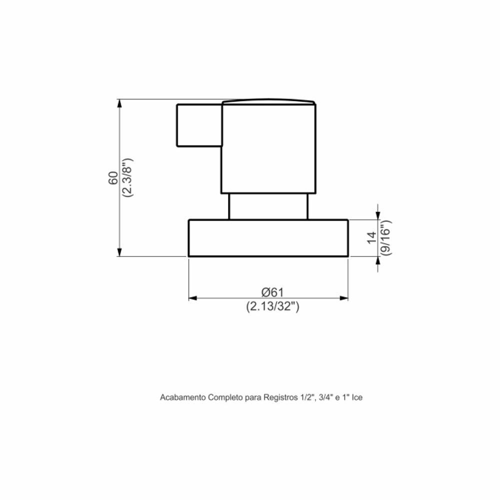 Encontraproduto.com.br - Acabamento para Registro PF82 BS DN15-20-25 Ice Preto Fosco Perflex