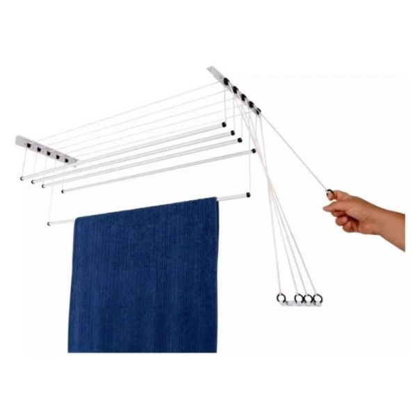 Encontraproduto.com.br - Varal Individual p/ Teto ou Parede Branco Maxeb