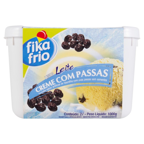 Encontraproduto.com.br - Sorvete Creme com Passas Fika Frio Pote 2 Litros