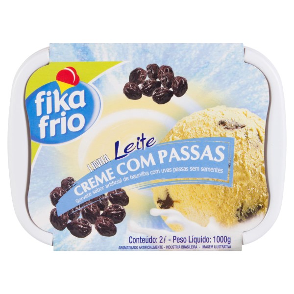 Encontraproduto.com.br - Sorvete Creme com Passas Fika Frio Pote 2 Litros