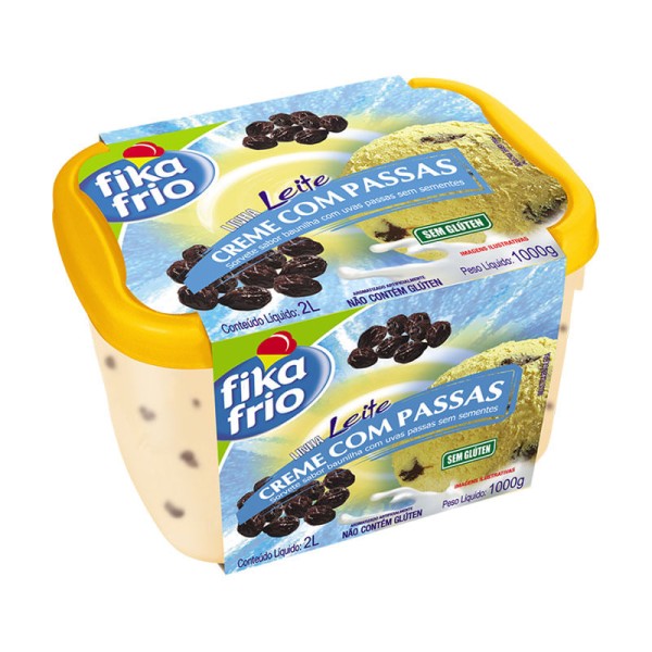 Encontraproduto.com.br - Sorvete Creme com Passas Fika Frio Pote 2 Litros