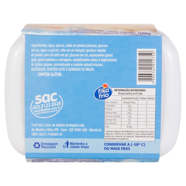 Encontraproduto.com.br - Sorvete de Pudim Fika Frio Pote 2 Litros