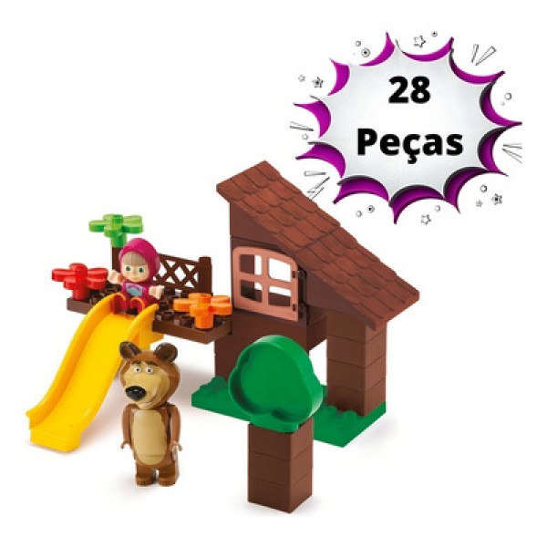 Encontraproduto.com.br - Blocos de Montar - Masha Urso Parque Com Casinha - Monte Libano