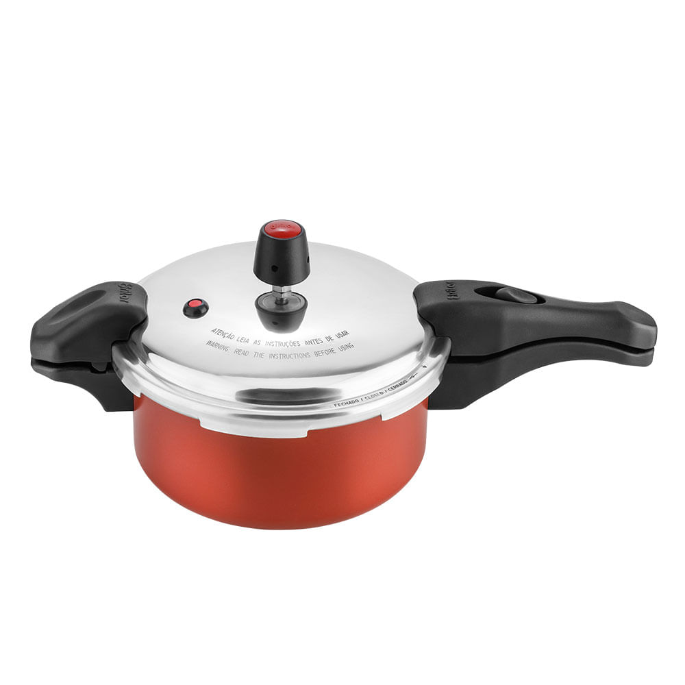 Panela de Pressão 3L Antiaderente Fechamento Externo Eirilar Gourmet Vermelha