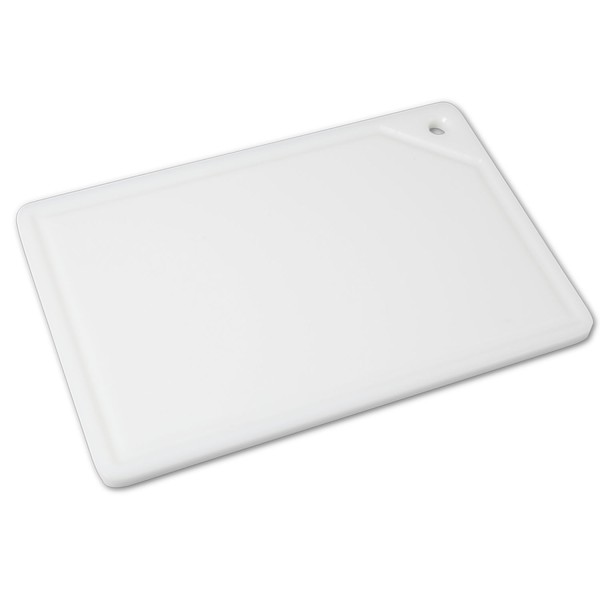 Encontraproduto.com.br - Placa de Corte Branca Pronyl com Canaleta 37x25x1,5 cm