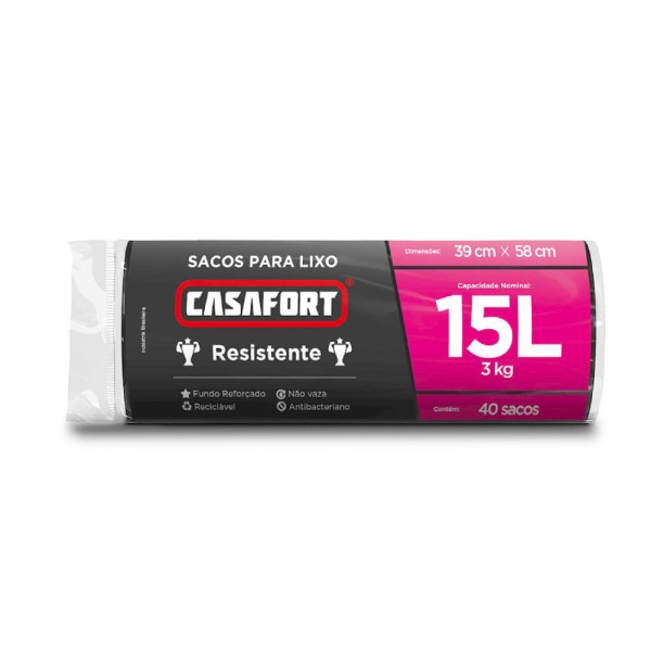Encontraproduto.com.br - Saco para Lixo 15 Litros Casafort Azul com 40 Unidades