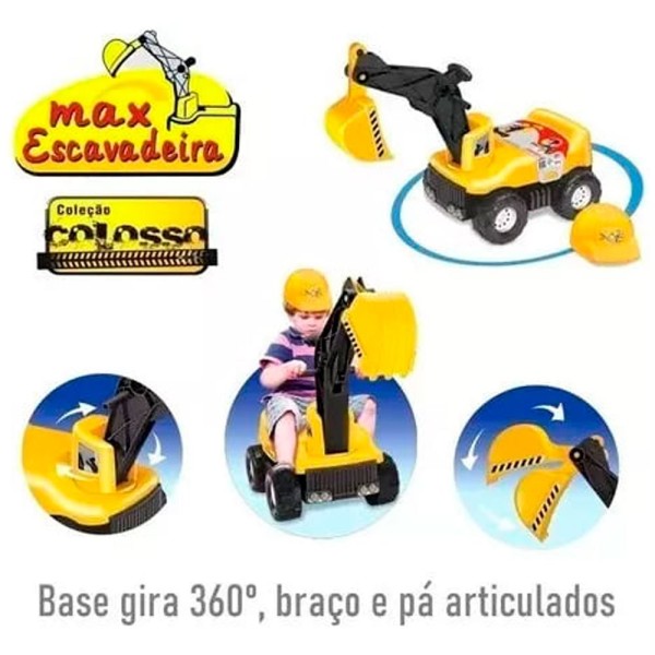 Encontraproduto.com.br - Brinquedo Carrinho MAX Escavadeira com Capacete Tilin
