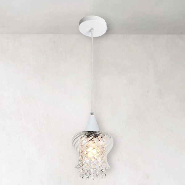 Encontraproduto.com.br - Lustre Pendente Taschibra Cristal Aisha Rigato E27 Transparente Bivolt Branco