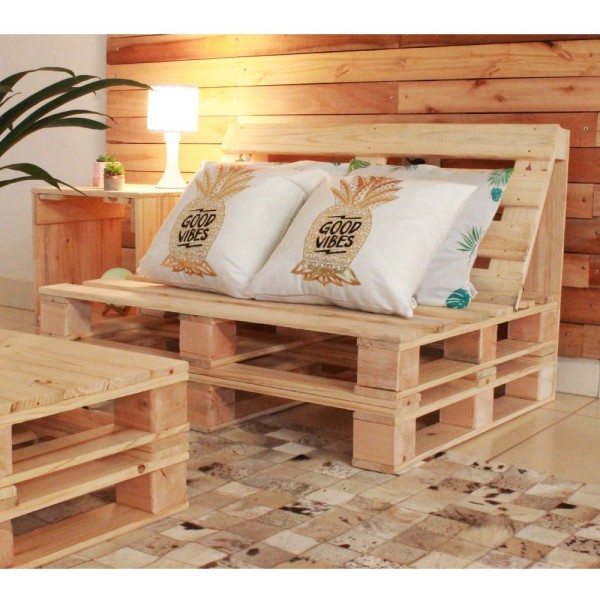Encontraproduto.com.br - Kit 2 Sofás Pallet Em Pinus Com Encosto 2 Lugares Marrom