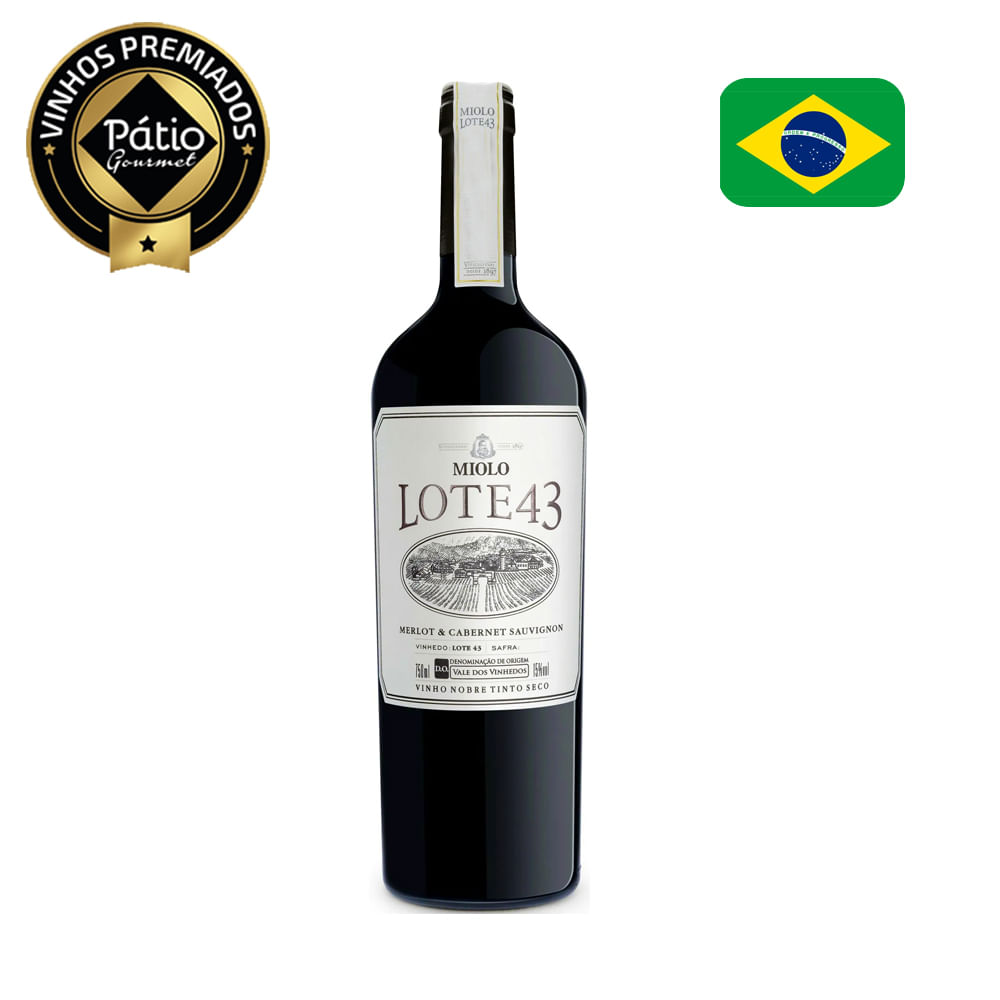 Encontraproduto.com.br - Vinho tinto Miolo Lote 43 Merlot e Cabernet Sauvignon 2020 750ml