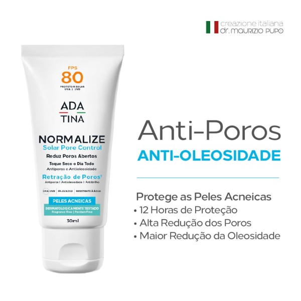 Encontraproduto.com.br - Protetor Solar 12HS Toque Seco Poros, Cravos e Oleosidade Normalize Pore Control FPS 80