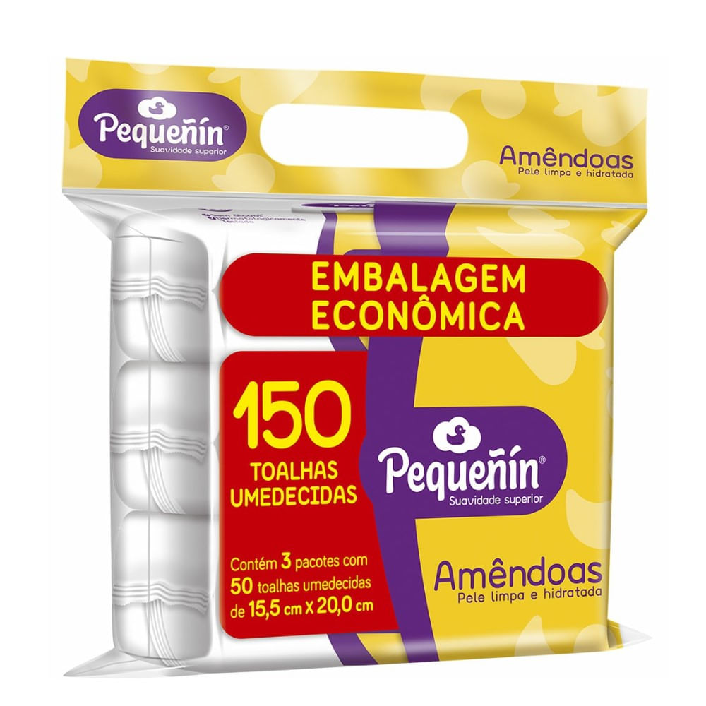 Toalhas Umedecidas Pequeñín Amêndoas 150 Unidades