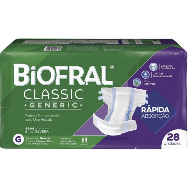 Encontraproduto.com.br - Fralda Geriátrica Biofral Classic G Pacote com 28 unidades