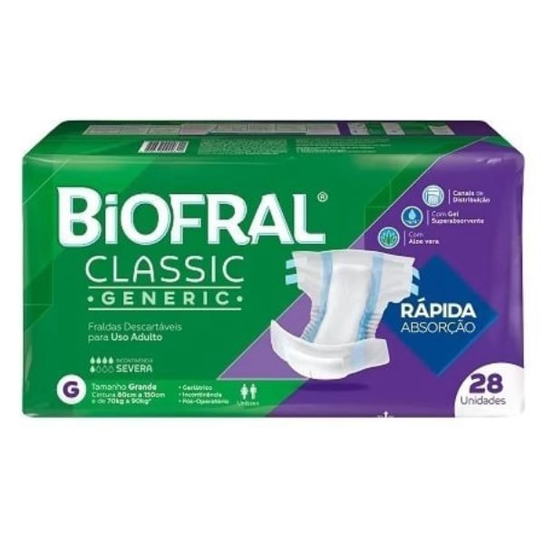 Encontraproduto.com.br - Fralda Geriátrica Biofral Classic G Pacote com 28 unidades