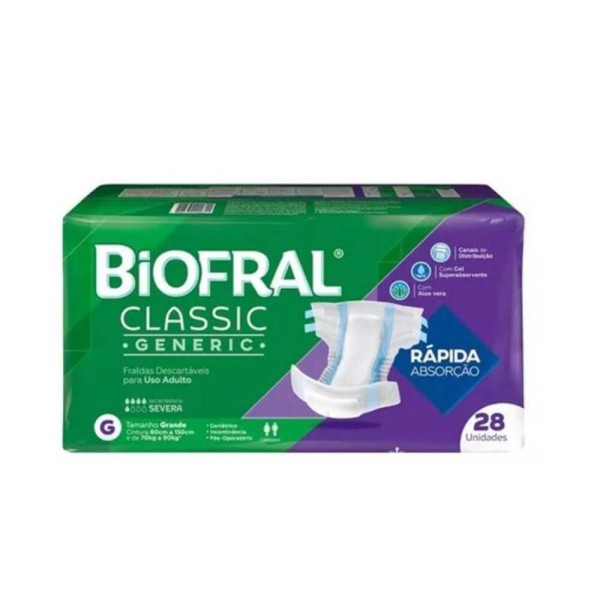 Encontraproduto.com.br - Fralda Geriátrica Biofral Classic G Pacote com 28 unidades