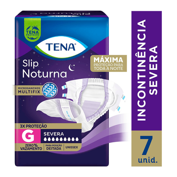 Encontraproduto.com.br - Fralda Geriátrica Tena Slip Noturna Tamanho G com 7 Unidades