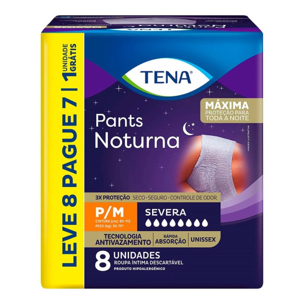 Encontraproduto.com.br - Roupa Para incontinência tena Pants Noturna Tamanho P/M Com 8 Unidades