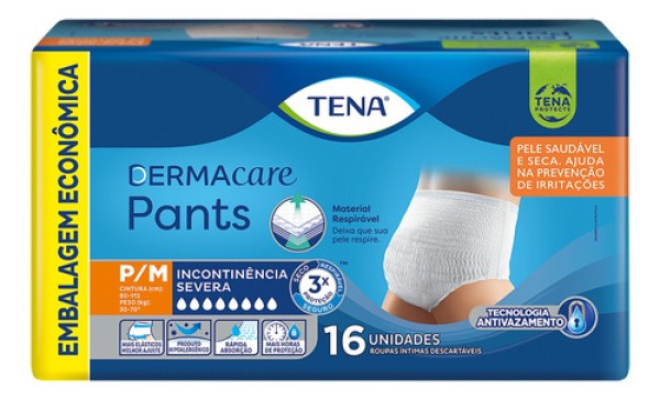 Roupa Íntima Descartável Tena Pants Dermacare P/m 16 Unidades