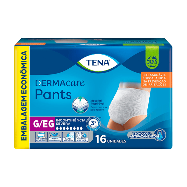 Encontraproduto.com.br - Roupa Íntima Descartável Tena Pants Dermacare G/ Eg 16 Unidades