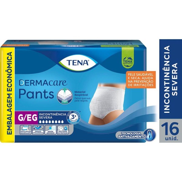 Encontraproduto.com.br - Roupa Íntima Descartável Tena Pants Dermacare G/ Eg 16 Unidades