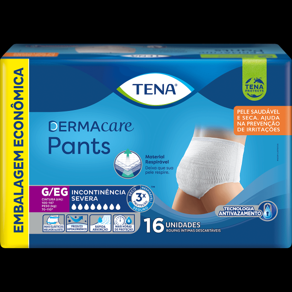Encontraproduto.com.br - Roupa Íntima Descartável Tena Pants Dermacare G/ Eg 16 Unidades