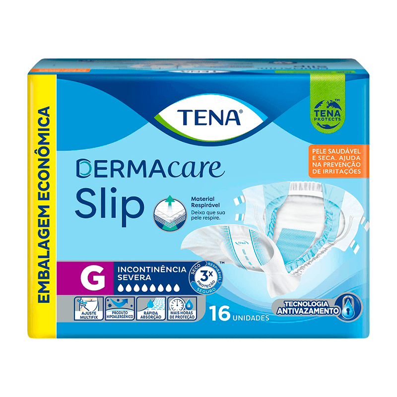 Encontraproduto.com.br - FRALDA TENA DERMACARE SLIP MEGA G COM 16 UNIDADES