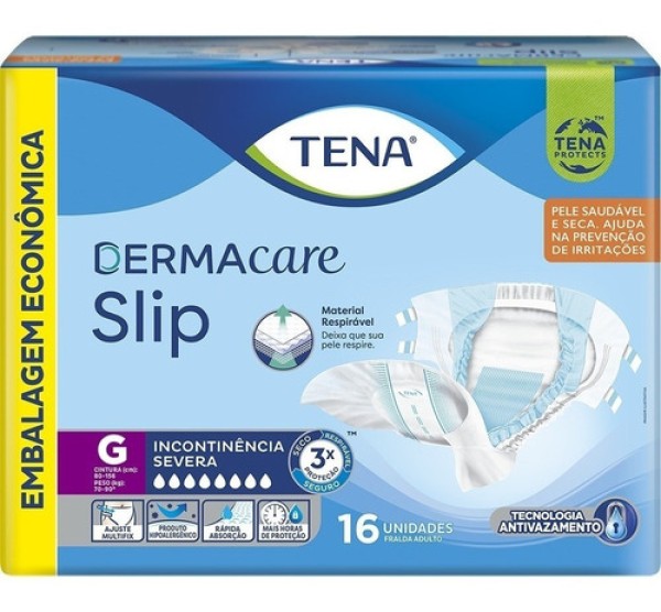 Fralda Geriátrica Tena Dermacare Slip - Tamanho G - Com 16 unidades