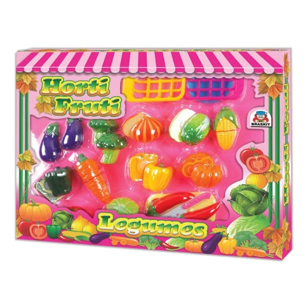 Encontraproduto.com.br - Kit Comidinha Infantil - Horti Fruti - Legumes Com Corte - Braskit