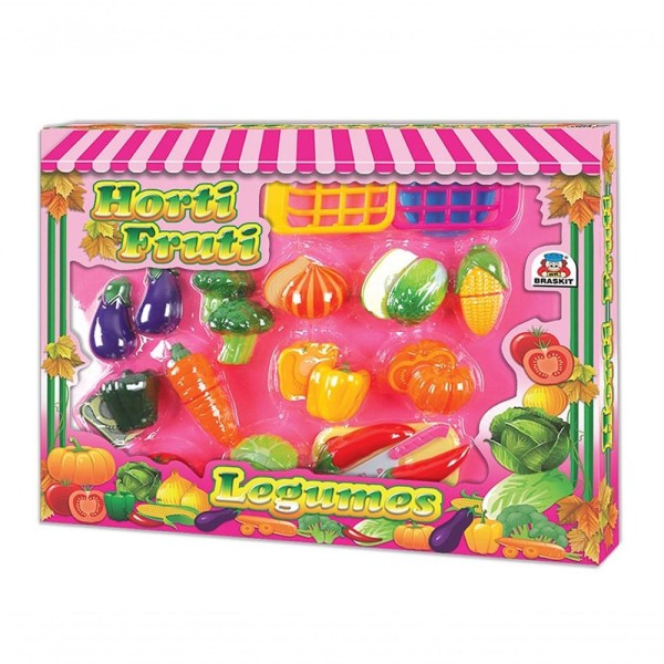 Encontraproduto.com.br - Kit Comidinha Infantil - Horti Fruti - Legumes Com Corte - Braskit