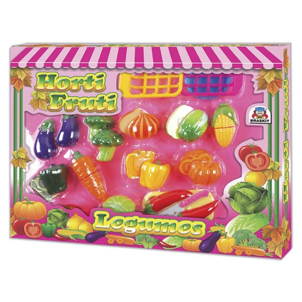 Encontraproduto.com.br - Kit Comidinha Infantil - Horti Fruti - Legumes Com Corte - Braskit