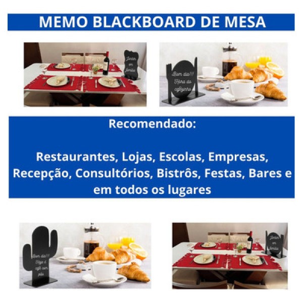 Encontraproduto.com.br - Quadro Lousa Para Escrita Memo Blackboard Cortiarte Bule Com Suporte Madeira 19x13xm