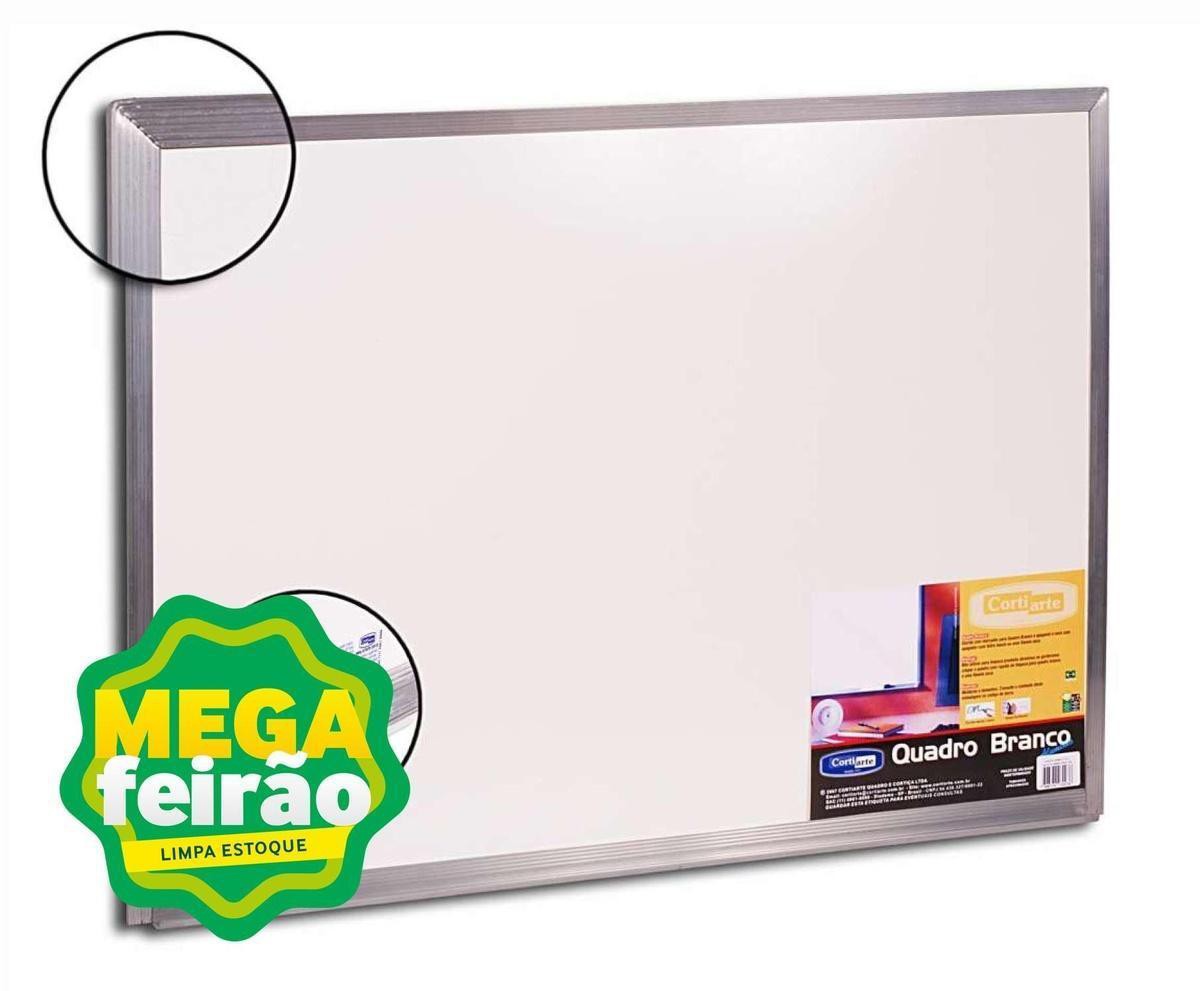 Quadro Branco com Estrutura de Steel Alumínio Cortiarte 100x80cm
