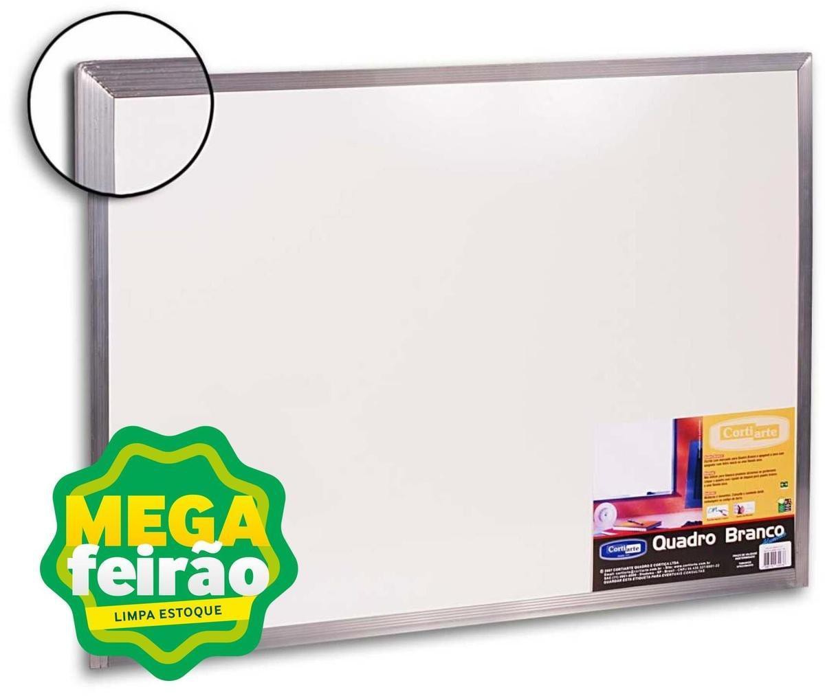 Quadro Branco com Estrutura de Alumínio Cortiarte Eco Branco 40x30cm