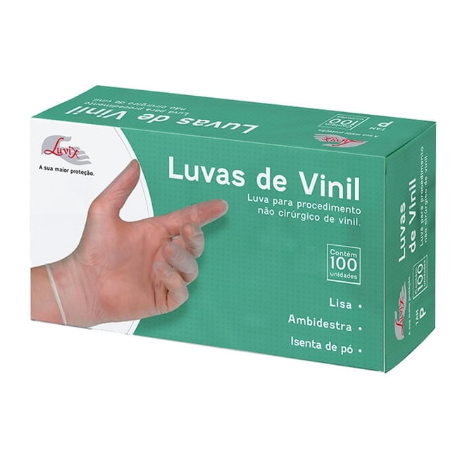 Encontraproduto.com.br - Luva Vinil Não Cirúrgico sem Pó Caixa com 100 Unids Tam G