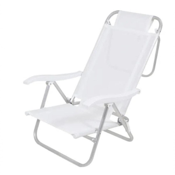 Cadeira Sunny Aluminio Sannet 6 Posicoes Branca Bel