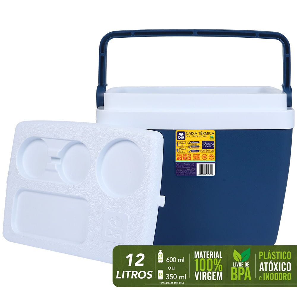 Encontraproduto.com.br - Caixa Térmica Bel 12 Litros, Azul