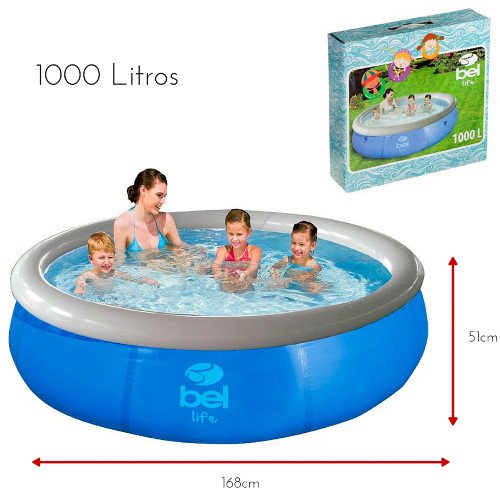 Encontraproduto.com.br - Piscina Inflável Redonda 1000 Litros  - 100000 - Bel Fix