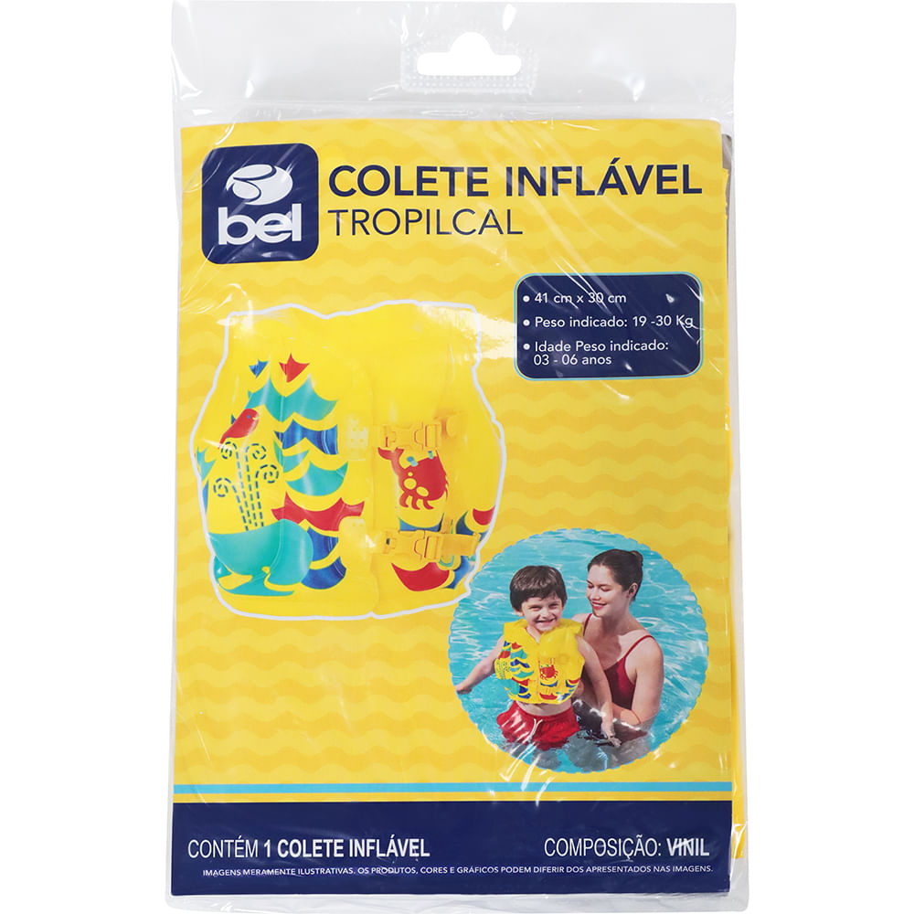 Encontraproduto.com.br - Colete Inflável 43x30cm Bel Lazer Tropical 105700