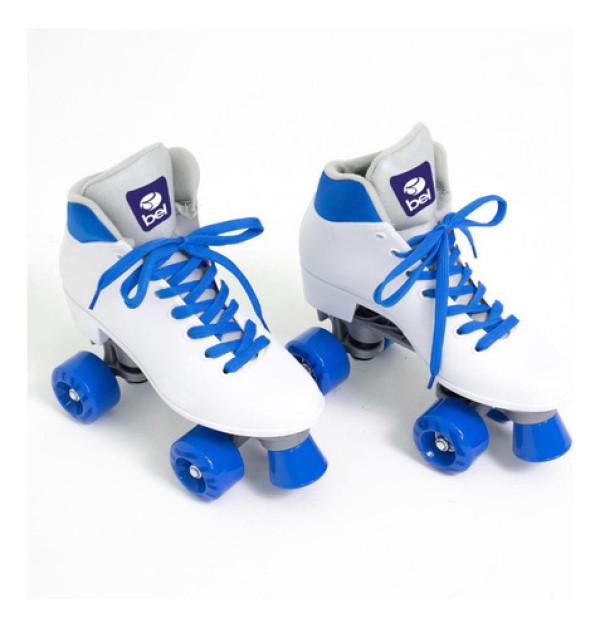 Encontraproduto.com.br - Patins Quad Retrô Basic Branco & Azul Bel