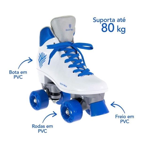 Encontraproduto.com.br - Patins Quad Retrô Basic Branco & Azul Bel