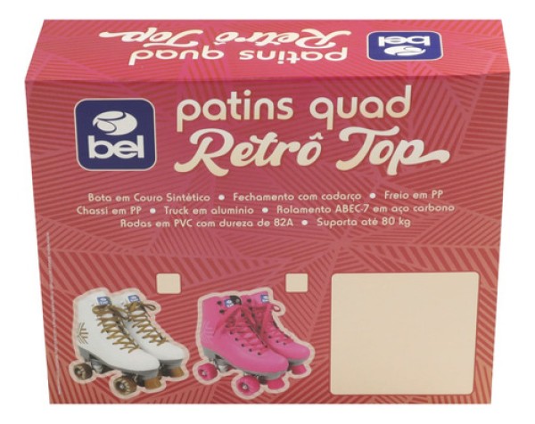 Patins Quad Retrô Branco & Dourado Bel