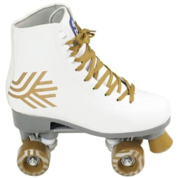 Encontraproduto.com.br - Patins Quad Retro Branco & Dourado Bel