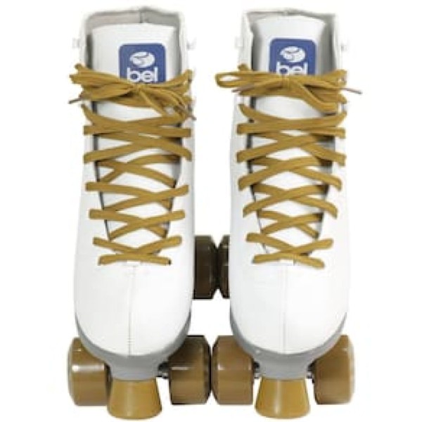 Encontraproduto.com.br - Patins Quad Retro Branco & Dourado Bel