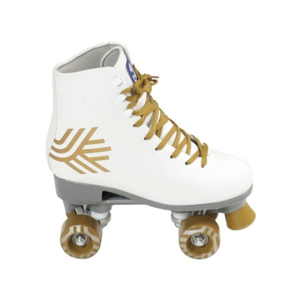 Encontraproduto.com.br - Patins Quad Retro Branco & Dourado Bel