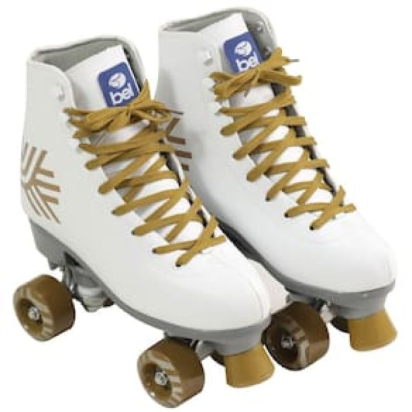 Encontraproduto.com.br - Patins Quad Retro Branco & Dourado Bel