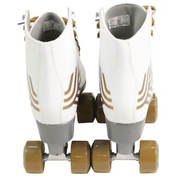 Encontraproduto.com.br - Patins Quad Retro Branco & Dourado Bel