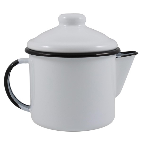 Bule de Chá Esmaltado Bico Curto 600 ml Branco Ewel