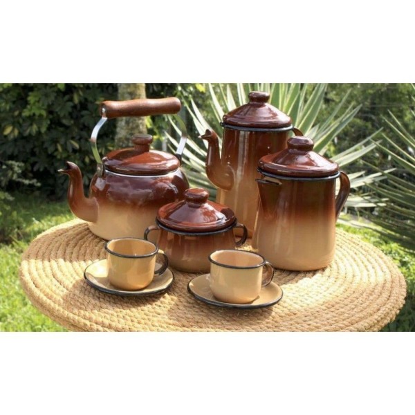 Encontraproduto.com.br - Bule Para Café Tradicional Esmaltado Marrom Degradê 1,5 L Ewel